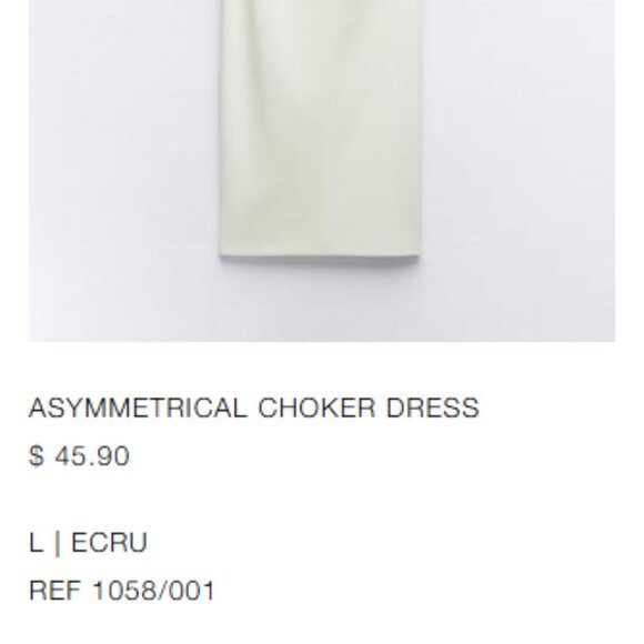 Zara Ecru Asymmetrical Choker Dress NWT - Picture 5 of 11